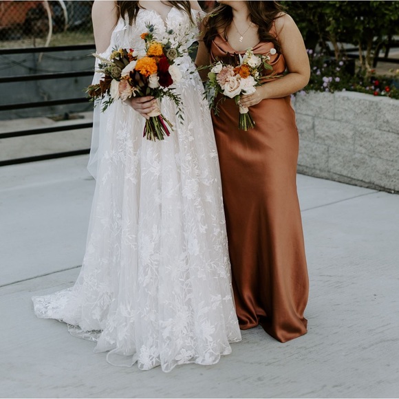 Revelry Skye Satin Dress in Copper - Picture 3 of 10